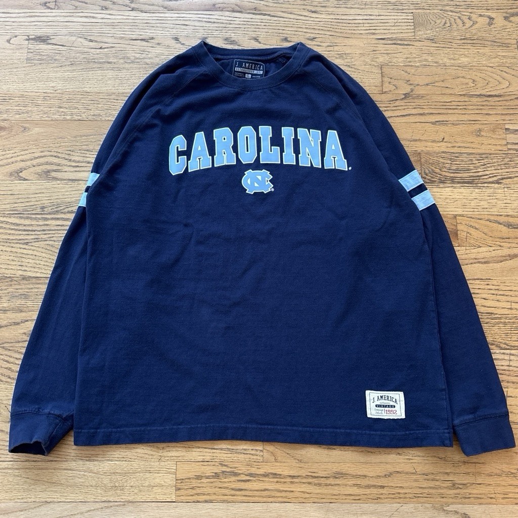 J. America Navy/Blue UNC Raglan Long Sleeve T-Shirt Sz L