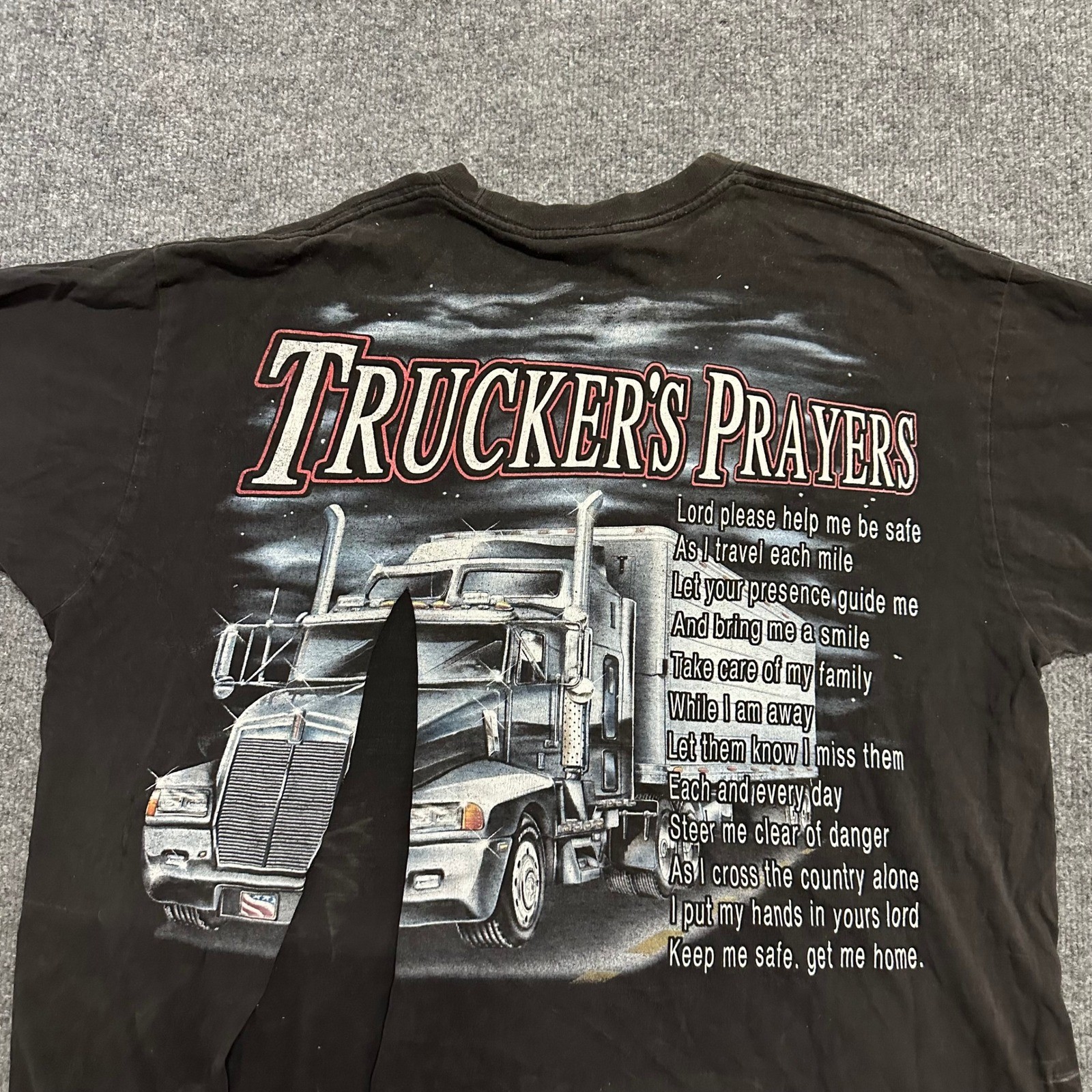 CH Gold Series T-Shirt Mens XL Black Truckers Prayer Graphic Distressed Cotton