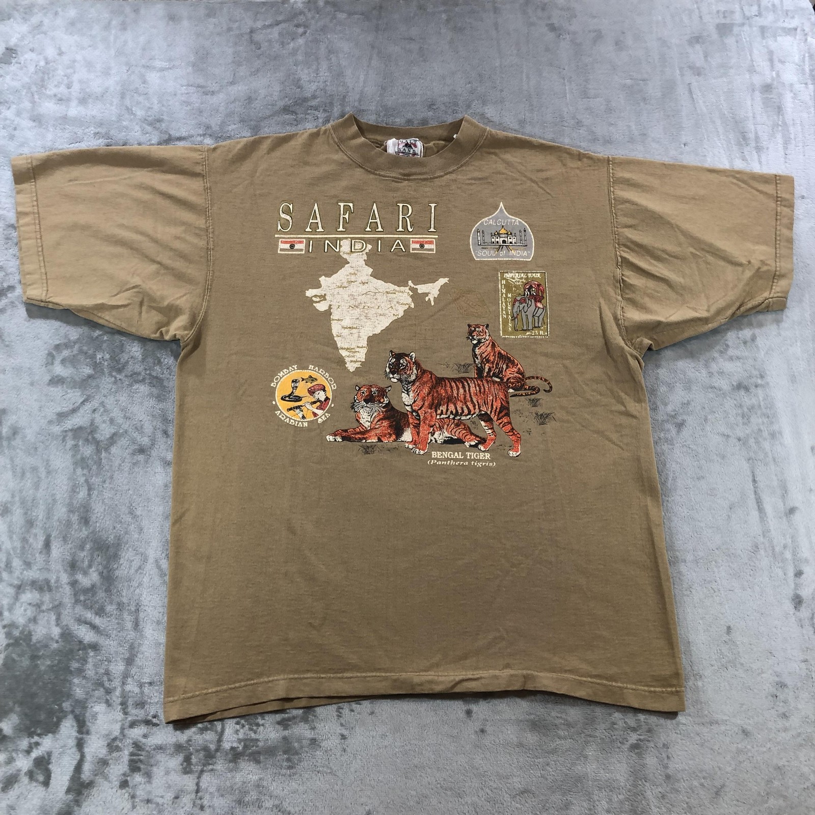 Vintage Galt Sand Shirt Mens Large Brown Safari India Bengal Tiger Graphic Tee