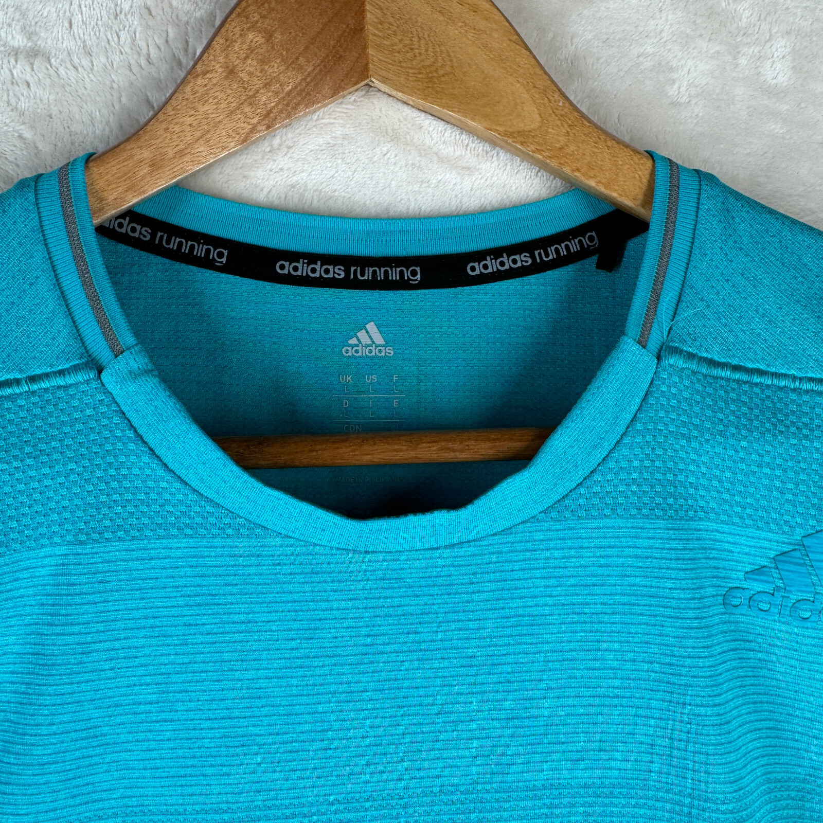 Adidas Running Supernova Men&rsquo;s Size L Solid Turquoise Stretch Crew-Neck T-Shirt