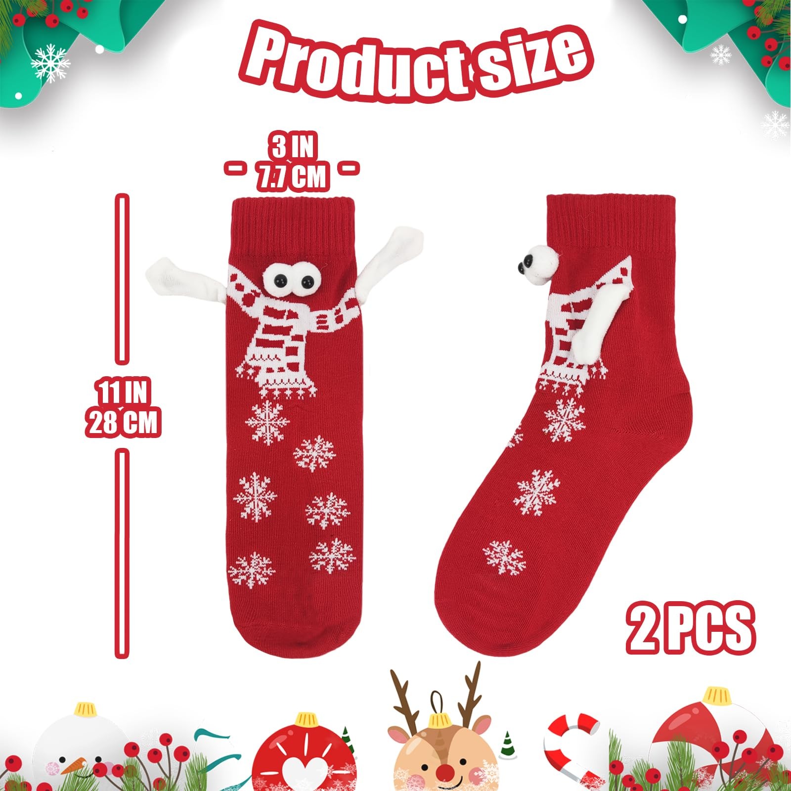 Holding Hands Socks2pcs Christmas SocksGreen&Red Couple Hands SockFriend Hand…