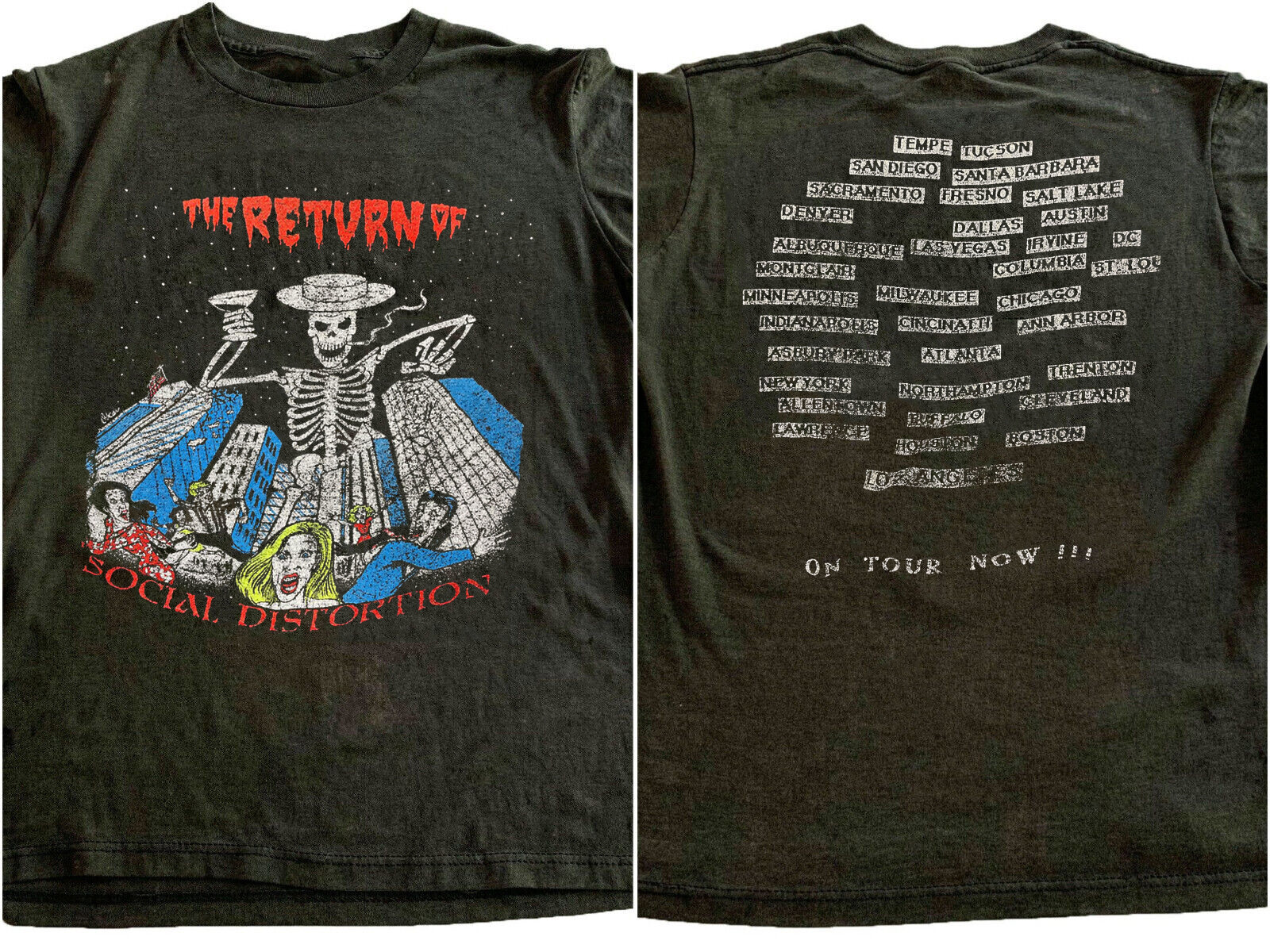 Reprint Social Distortion band 90s Retro style 2 side black T shirt NH12049