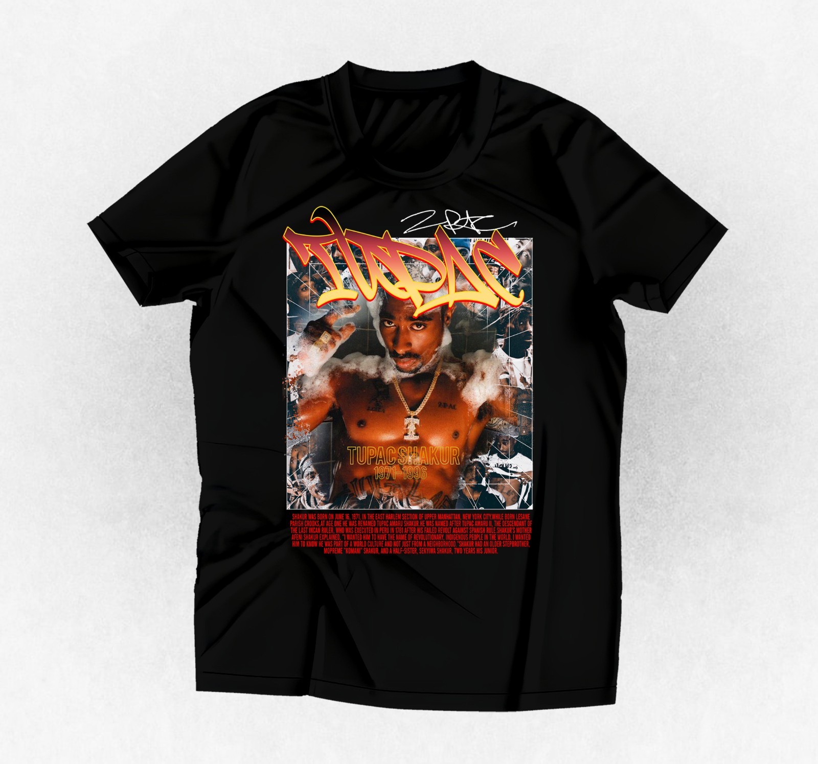 Rapper Tupac graphic t-shirt black or any color and size you choose