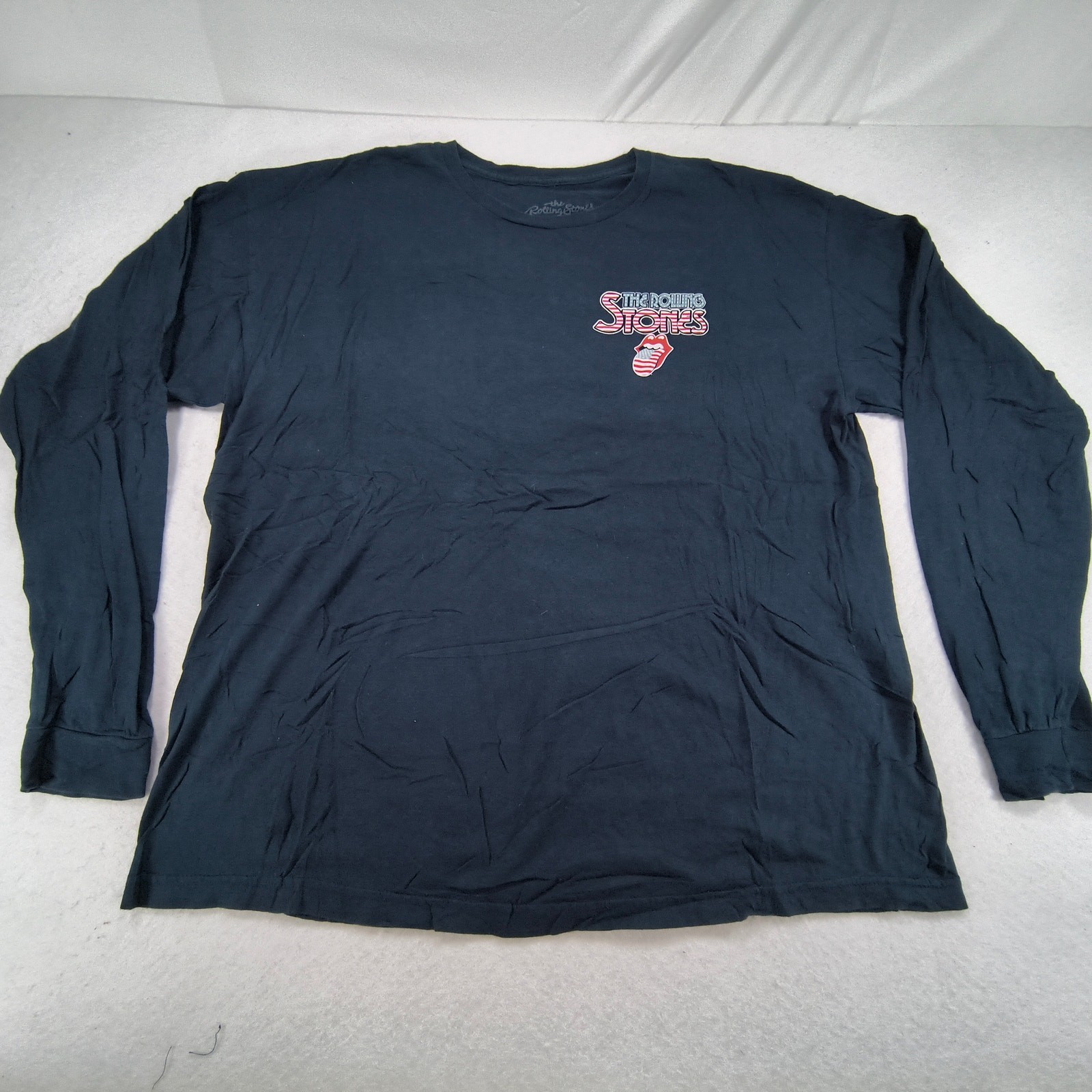 The Rolling Stones Long Sleeve Band Crew Neck T Shirt Mens Size XL Navy