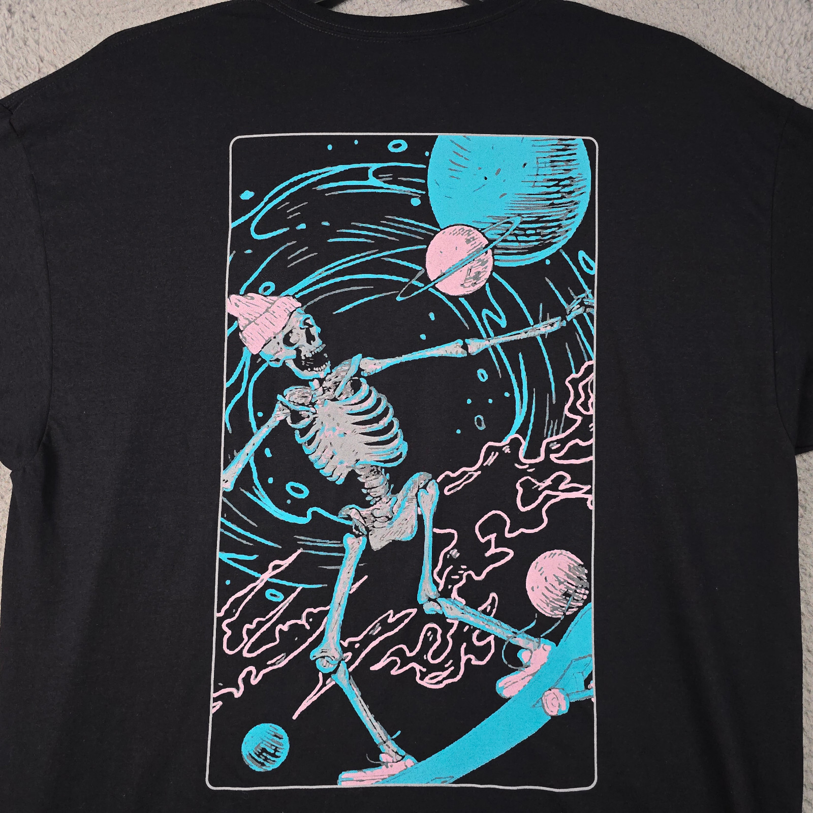 Skater Skeleton Mens XL Black Casual Streetwear Surfer Horror Space NWT