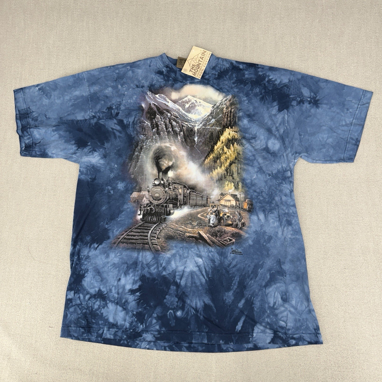 90’s The Mountain Shirt Men XXL Train Engine Ted Blaylock Tie Dye Locomotive