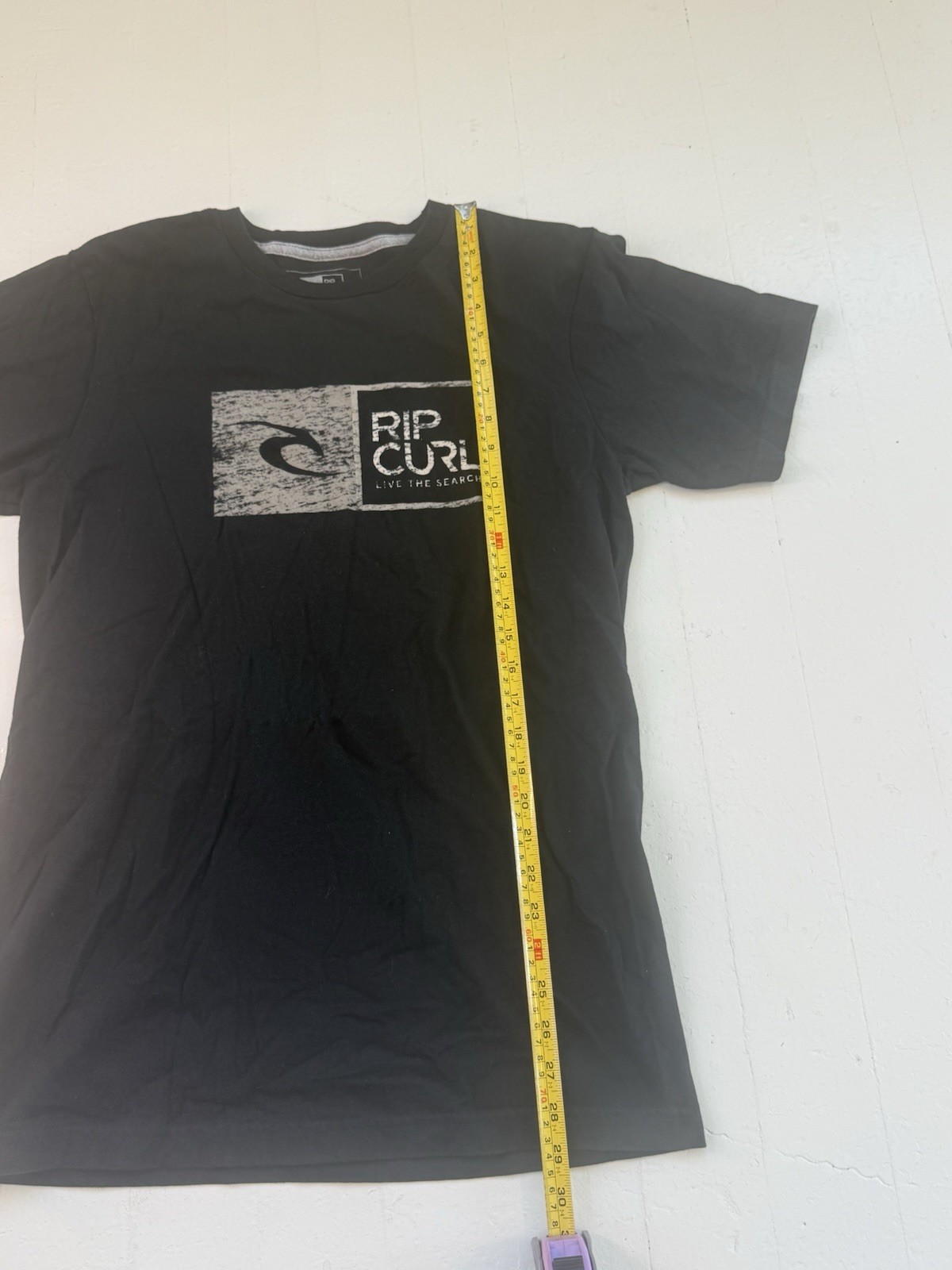 Rip Curl Live The Search Retro Graphic Black Shirt, Men M, Crew Neck Surfing