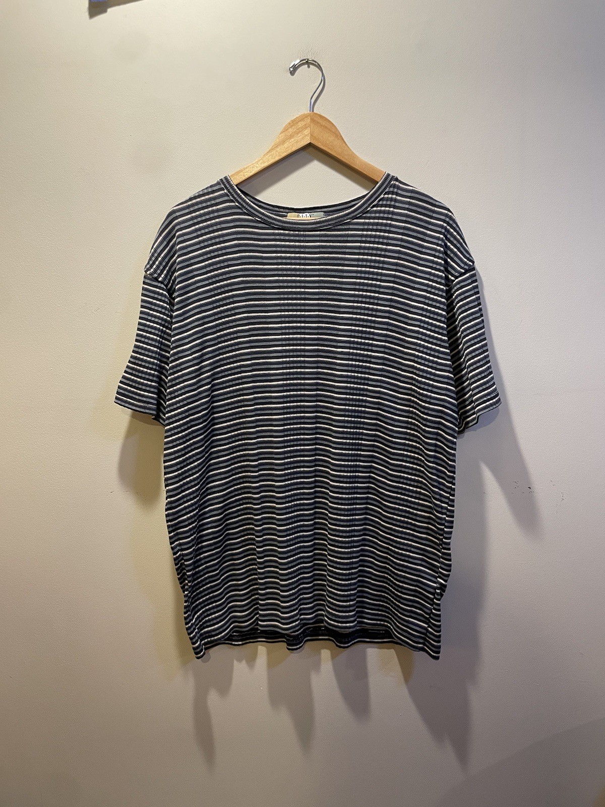 Vintage City Streets Striped T-shirt XL Casual Preppy 90s Green Black Earth Tone