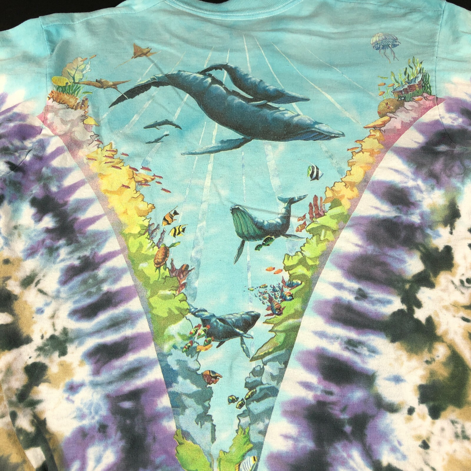 Vintage 90&rsquo;s Liquid Blue Shirt Men&rsquo;s Medium Aquatic AOP John Connell Half Baked