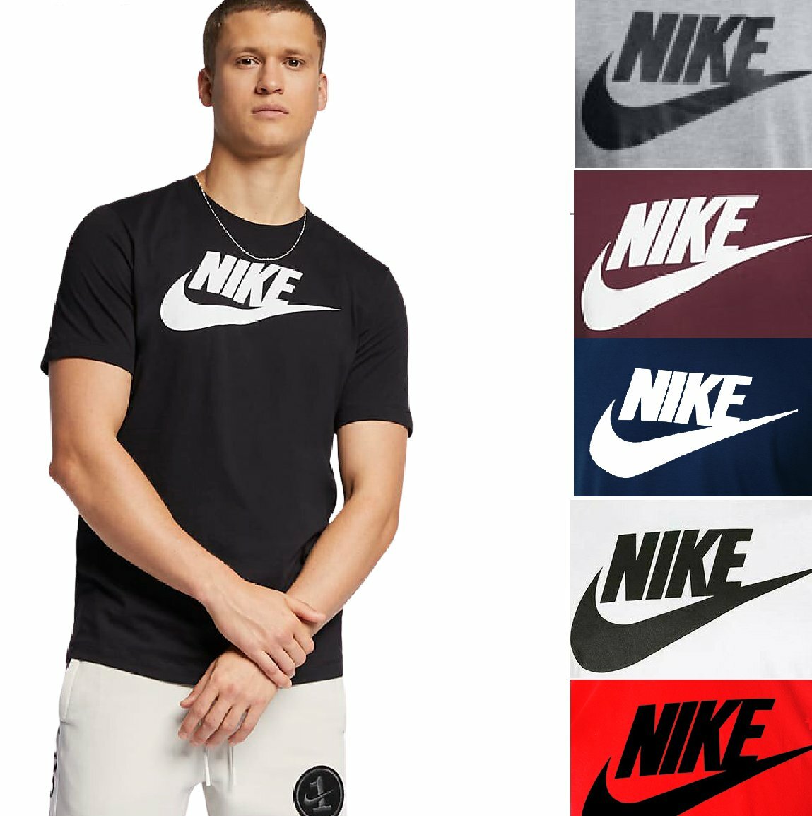 Nike Men&rsquo;s Athletic Wear Short Sleeve Logo Swoosh Printed Gym Active T-Shirt