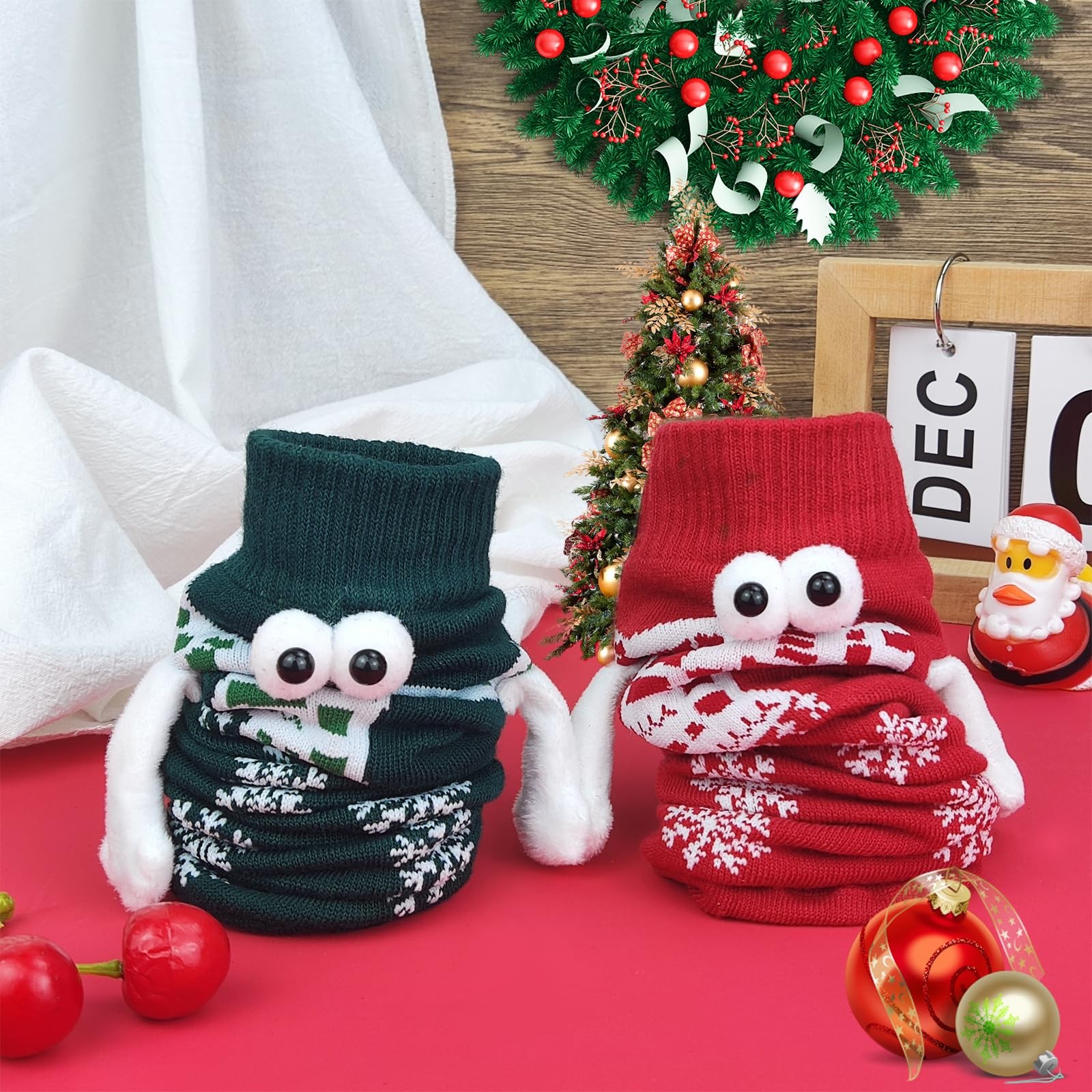 Holding Hands Socks2pcs Christmas SocksGreen&Red Couple Hands SockFriend Hand…