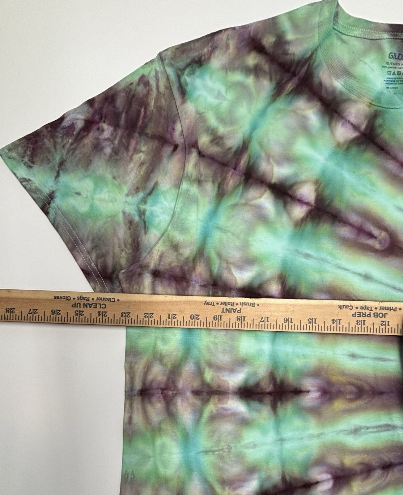 Handmade Ice Tie Dye Adult T-Shirt Unisex Size XL Green Fan Fold Gildan Tee NEW