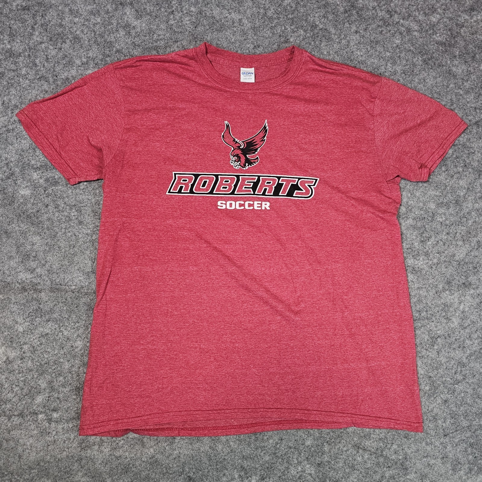 Roberts Wesleyan University Redhawks Soccer Graphic T Shirt Adult XL Red