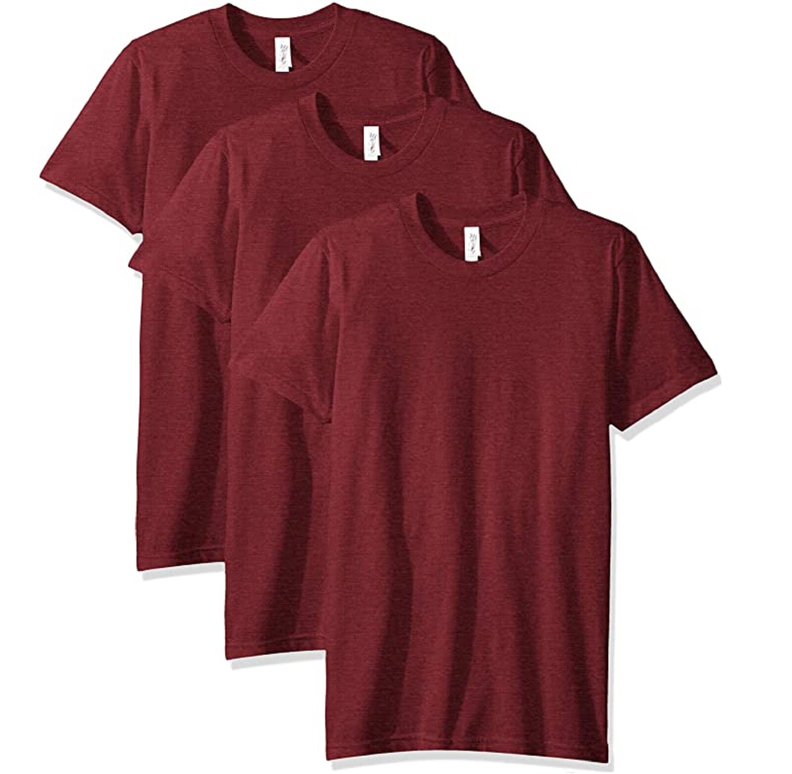 3 Pack Men&rsquo;s LARGE Crewneck Short Sleeve T Shirt – Maroon Red Marky G Apparel