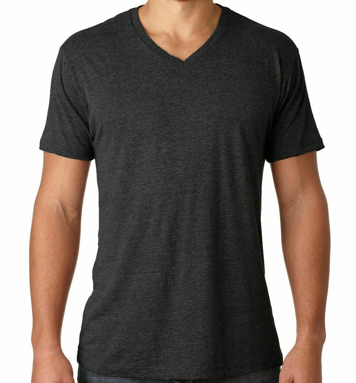 2 Pack Men&rsquo;s T shirt -Next Level Tri-Blend V-neck tee shirt Vintage Black #6040