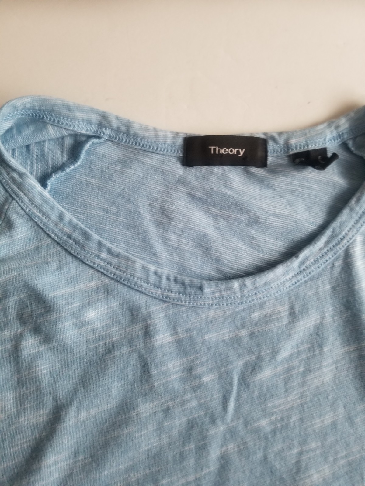 Theory Men&rsquo;s Dustyn-Ocean Slub Two-Tone Tee in Blue Combo Size XXL