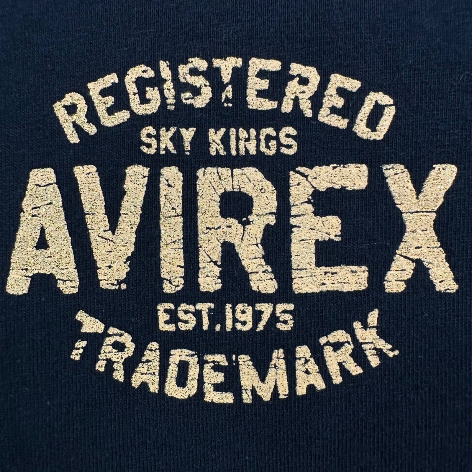 Vintage Avirex Shirt Mens XL Black Sky Kings Crew Neck Short Sleeve Logo 90s Y2k