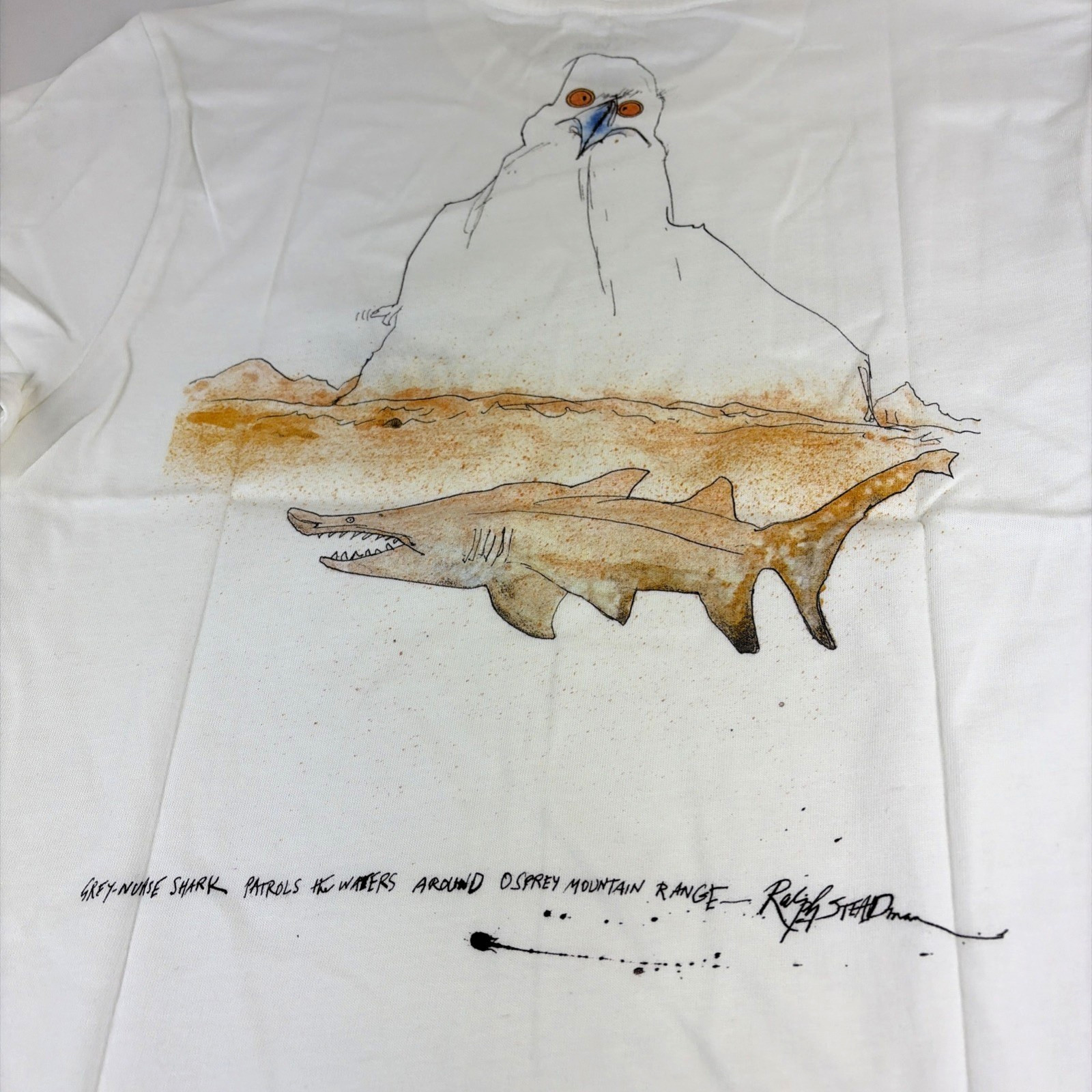 Vans Vault x Ralph Steadman Shark T-shirt Mens M Organic Cotton WildAid