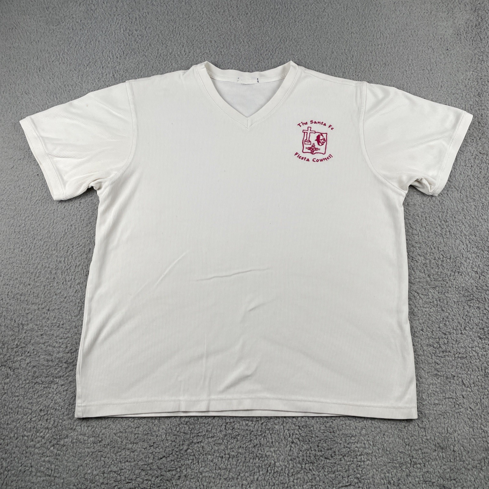Vintage Santa Fe New Mexico Fiesta Council Embroidered Shirt White XL Ribbed Tee
