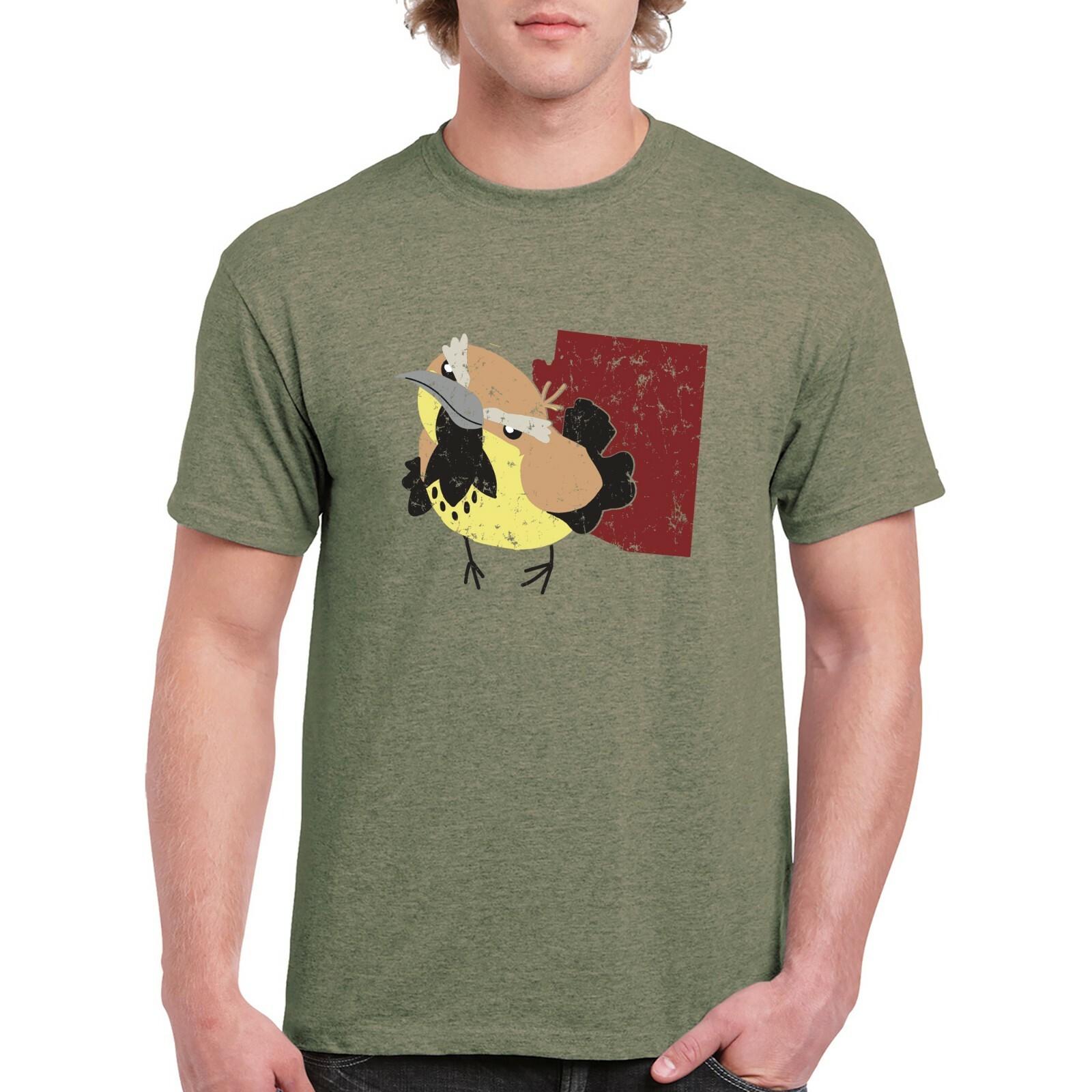 Arizona State Bird – State Pride T Shirt – Heather Military Green