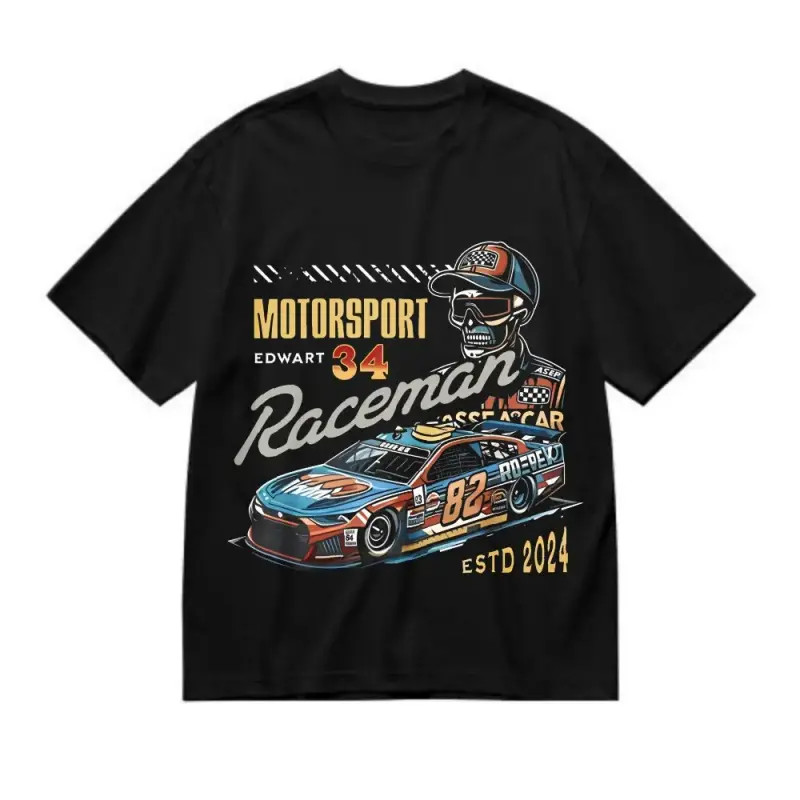 Racing Enthusiast Retro Skeleton Motorsport Graphic T-Shirt Tee