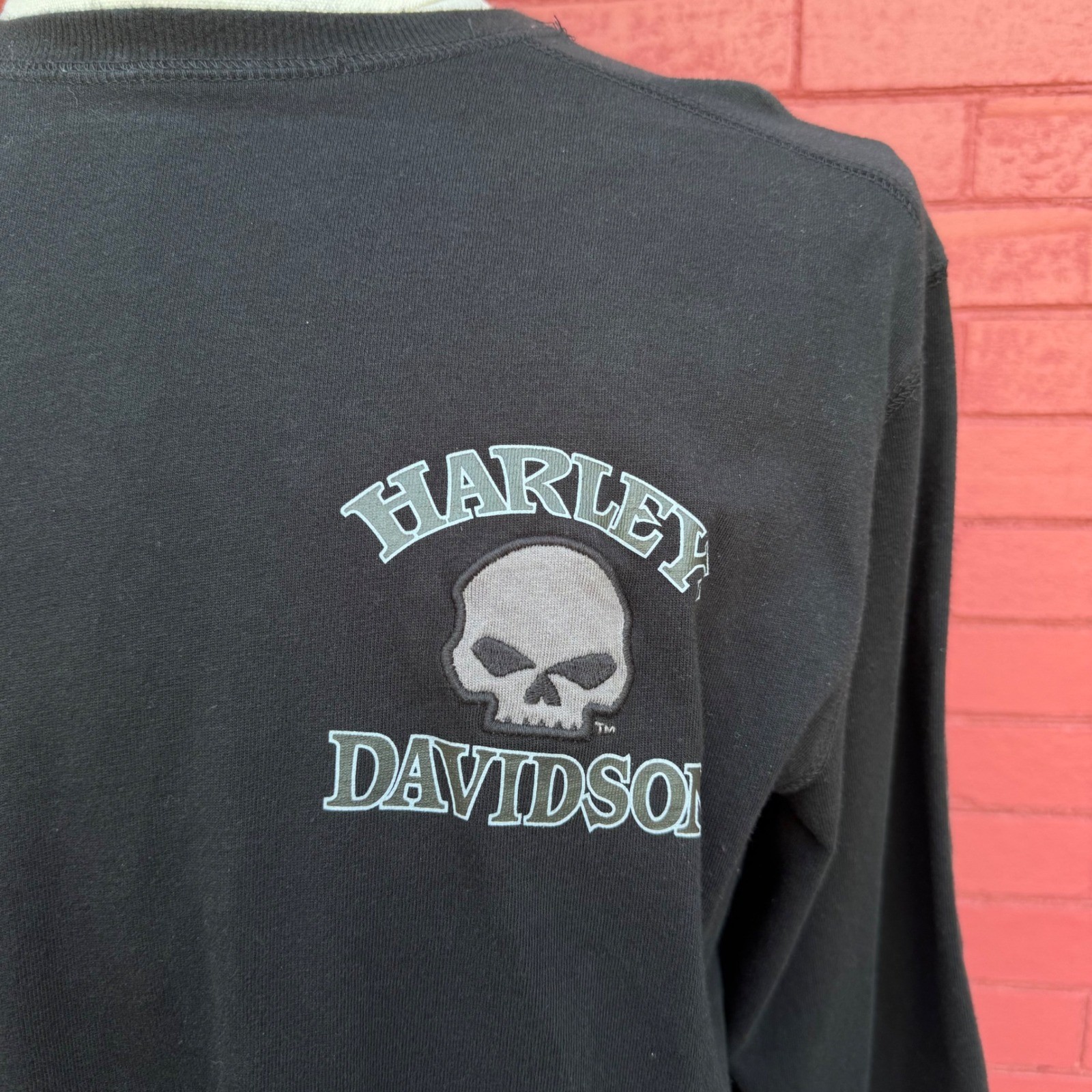 Harley Davidson Shirt Mens Medium Willie G Embroidered Black Skull Motorcycle