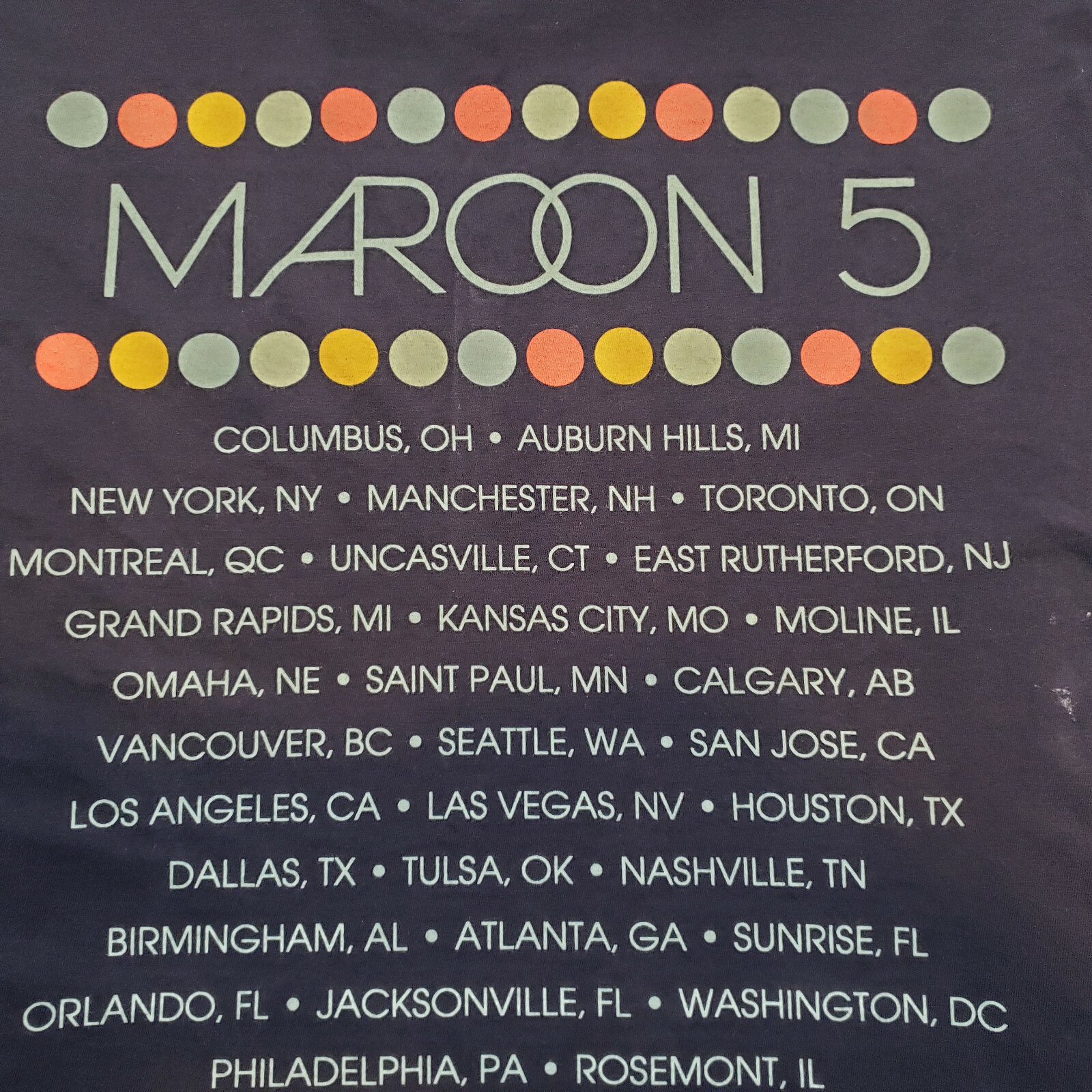 Maroon 5 Size M Dark Blue T Shirt Concert Tour 2013 Adam Levine Tee