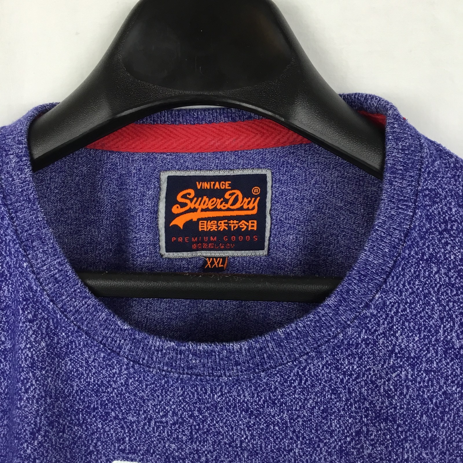 SuperDry Mens Graphic T-Shirt 2XL Blue Flecked Vintage Logo Hipster Preppy Boho