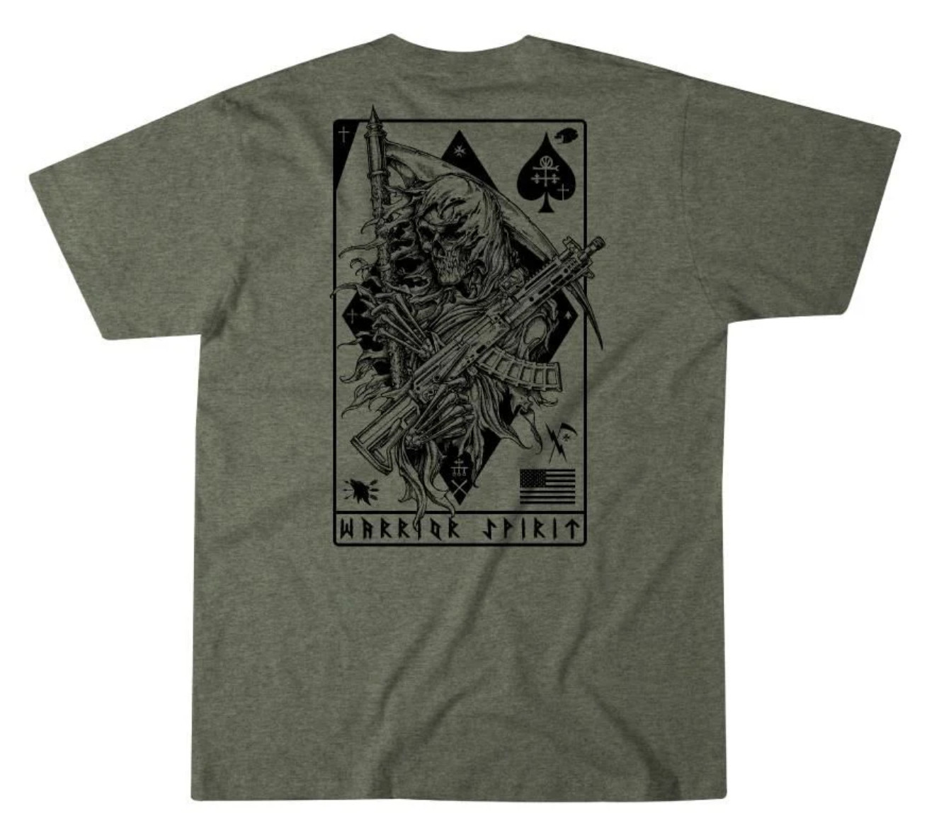 Howitzer Men&rsquo;s « DEATH DEALER » short sleeve green warrior spirit T-shirt NWT
