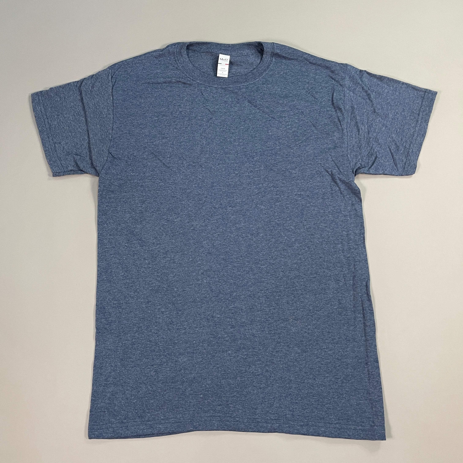 M&O Gold Soft Touch Blank T-Shirt 50/50 Cotton/Poly Sz S Navy Heather 4800 (New)
