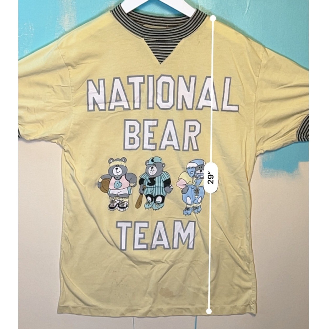 Vintage Energie Sleep Shirt 1986 National Bear Team Oversized OSFA S 18.5x29in
