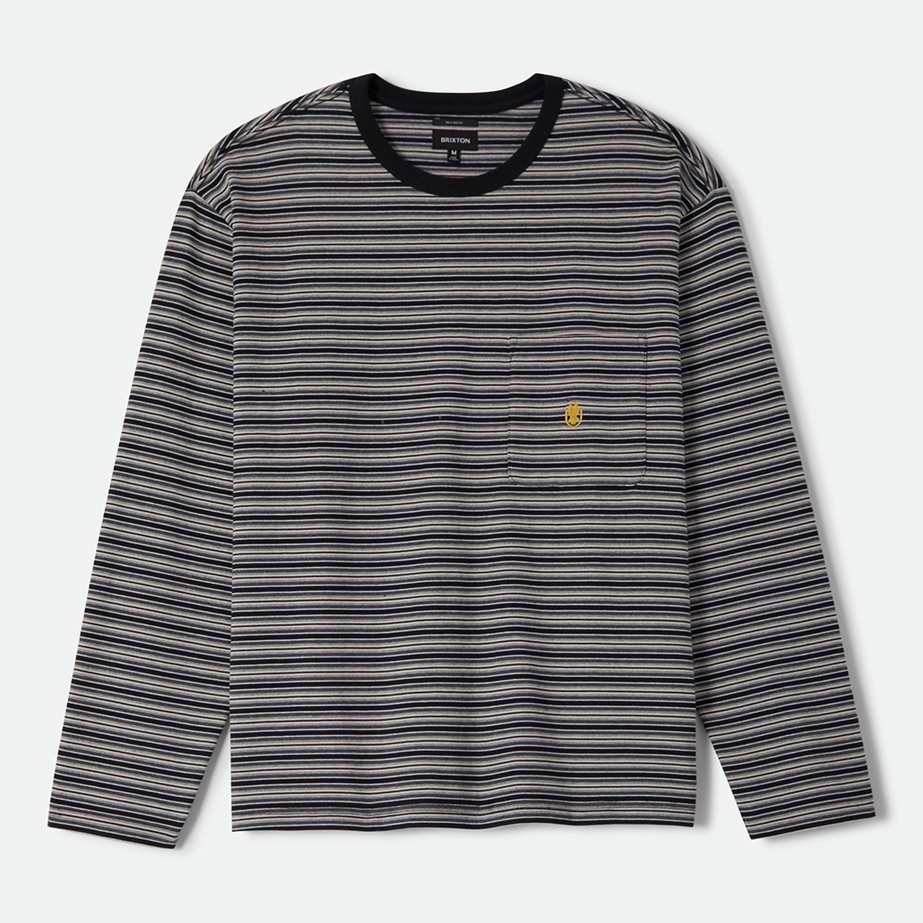 BRIXTON CENTURY KNIT POCKET LONG SLEEVE SIZE: M GREY STRIPE