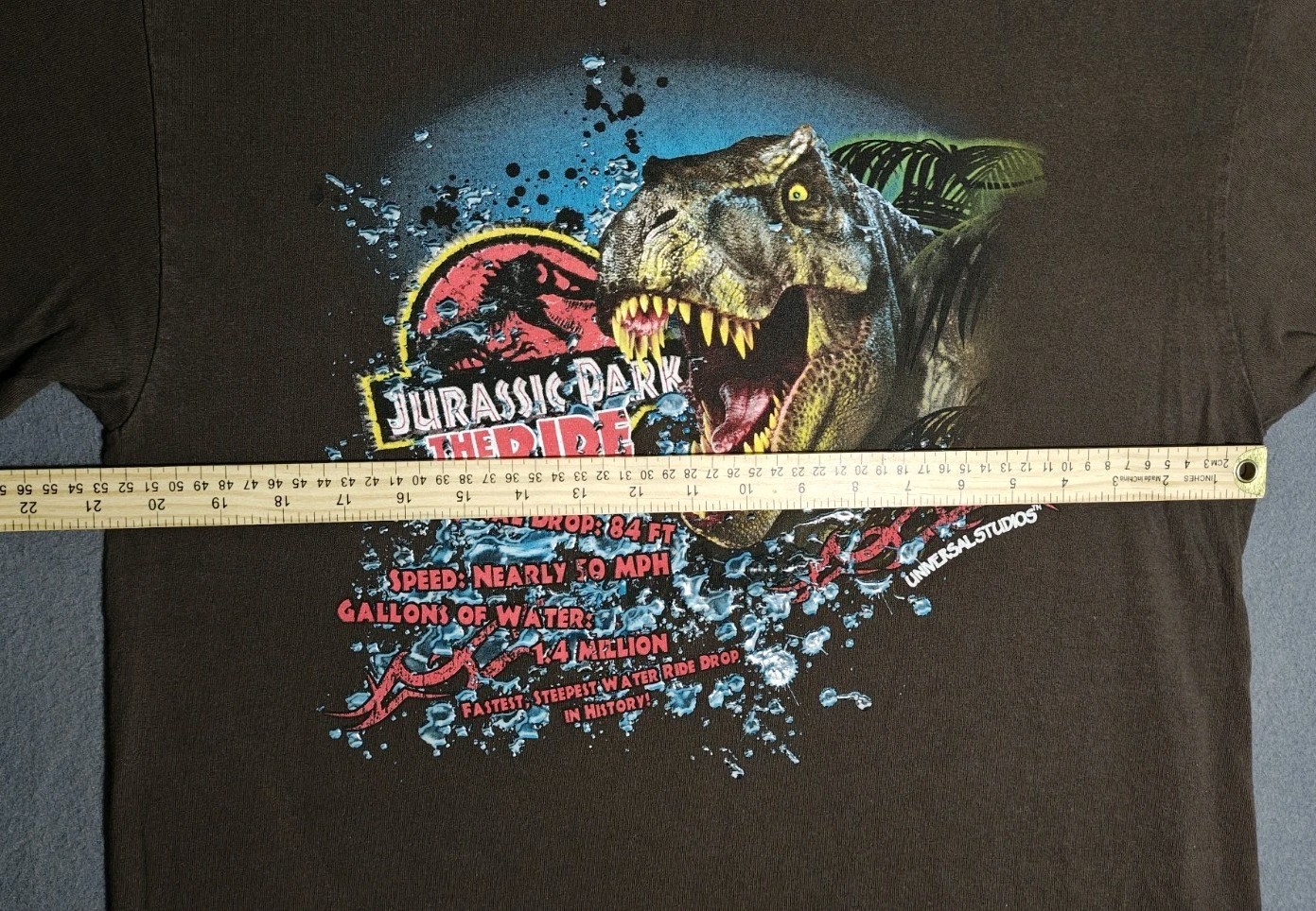 Vintage Universal Studios Jurassic Park the Ride Graphic T Shirt Sz L Rare