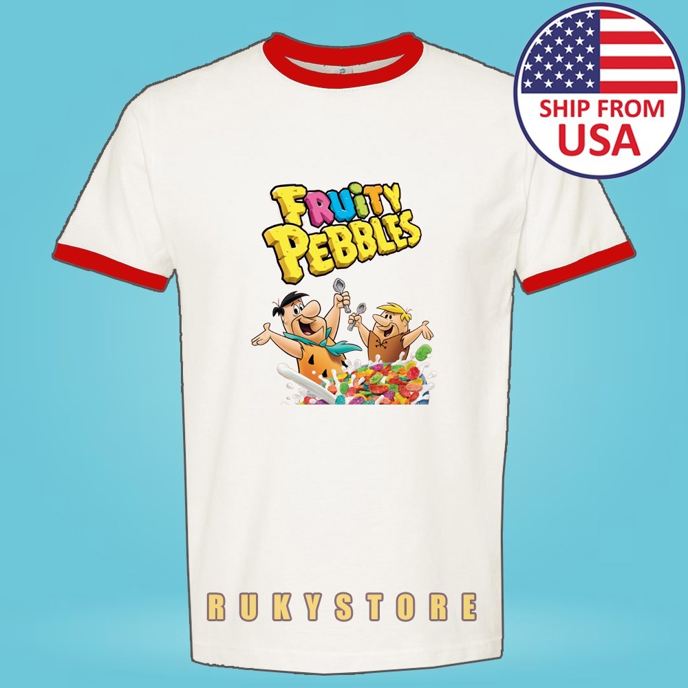 Fruity Pebbles Cereals Men&rsquo;s Ringer Red Size S-3XL
