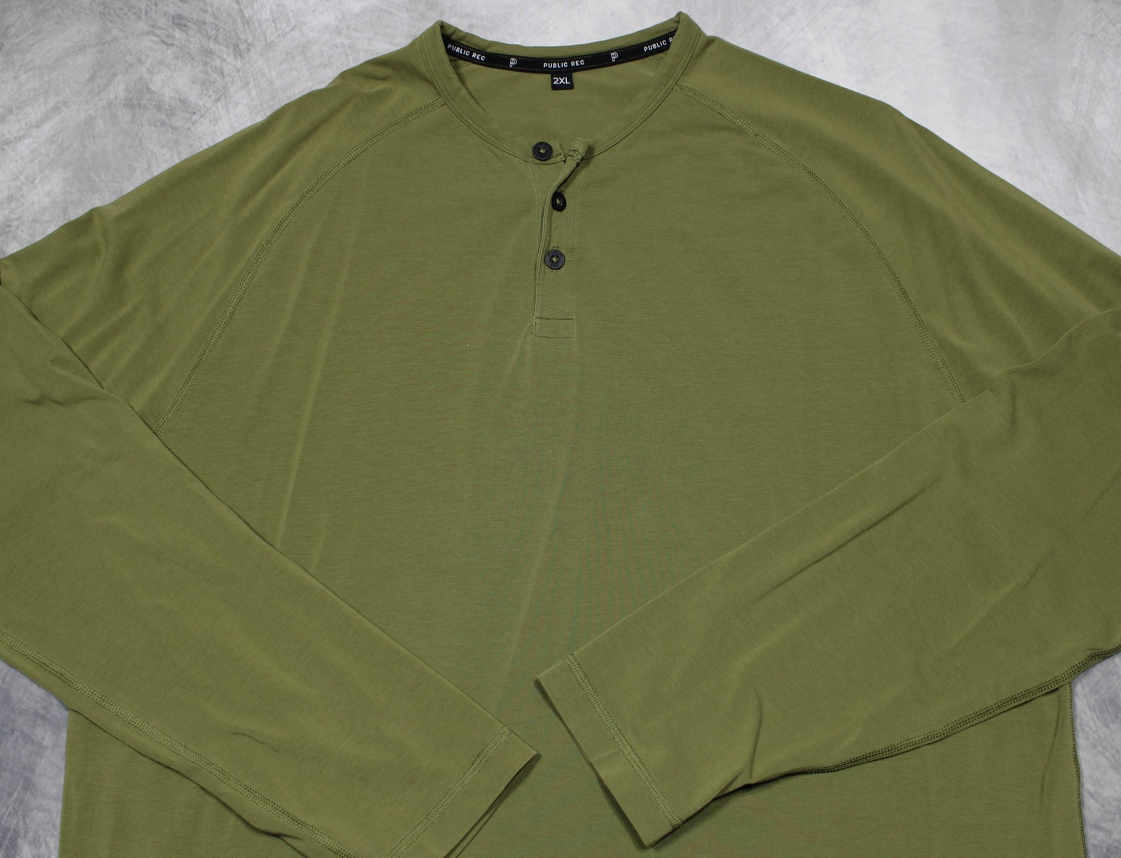 Public Rec Henley Shirt Mens 2XL Green Long Sleeve Pima Cotton Tencel Stretch