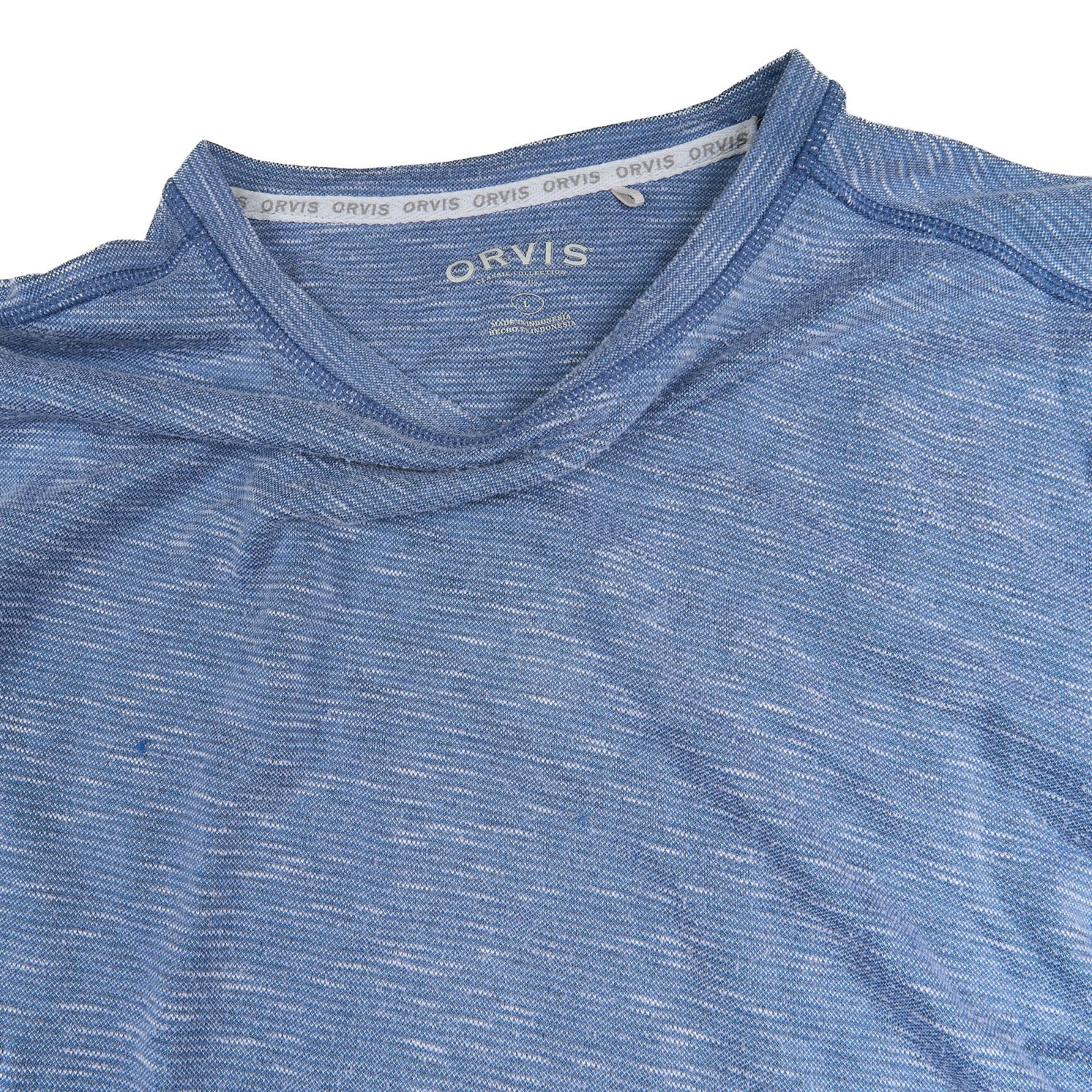 Orvis Cascade Long Sleeve Shirt Men&rsquo;s L Blue Crewneck Pullover Relaxed Casual
