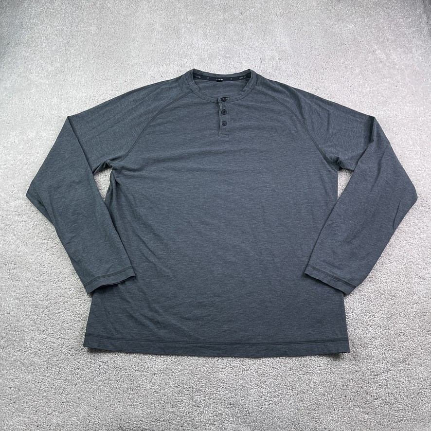 Public Rec Shirt Mens XL Grey Henley Pullover Stretch Pima Cotton Lyocell