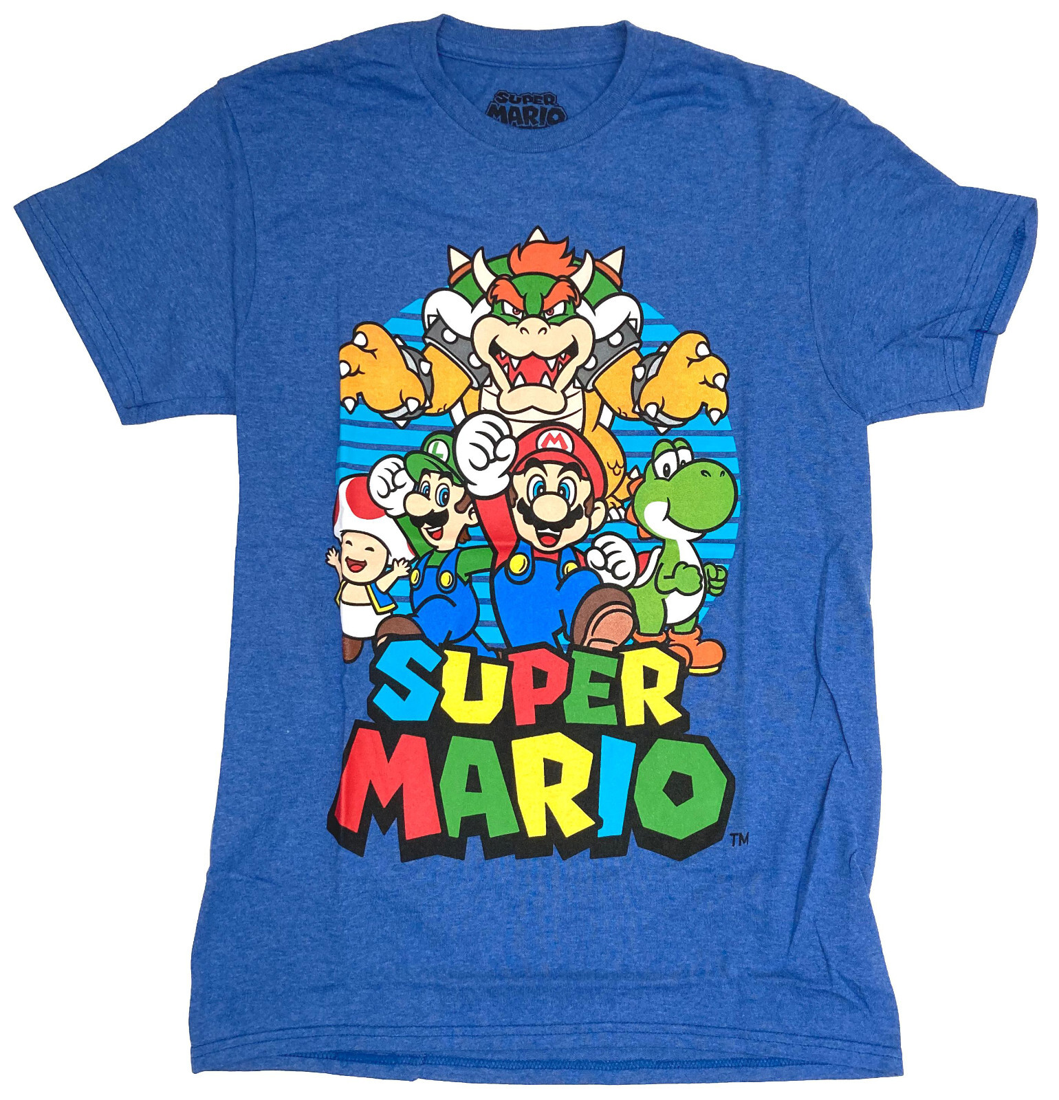 Nintendo Super Mario Group Men&rsquo;s Royal Blue Heather Graphic T-Shirt New