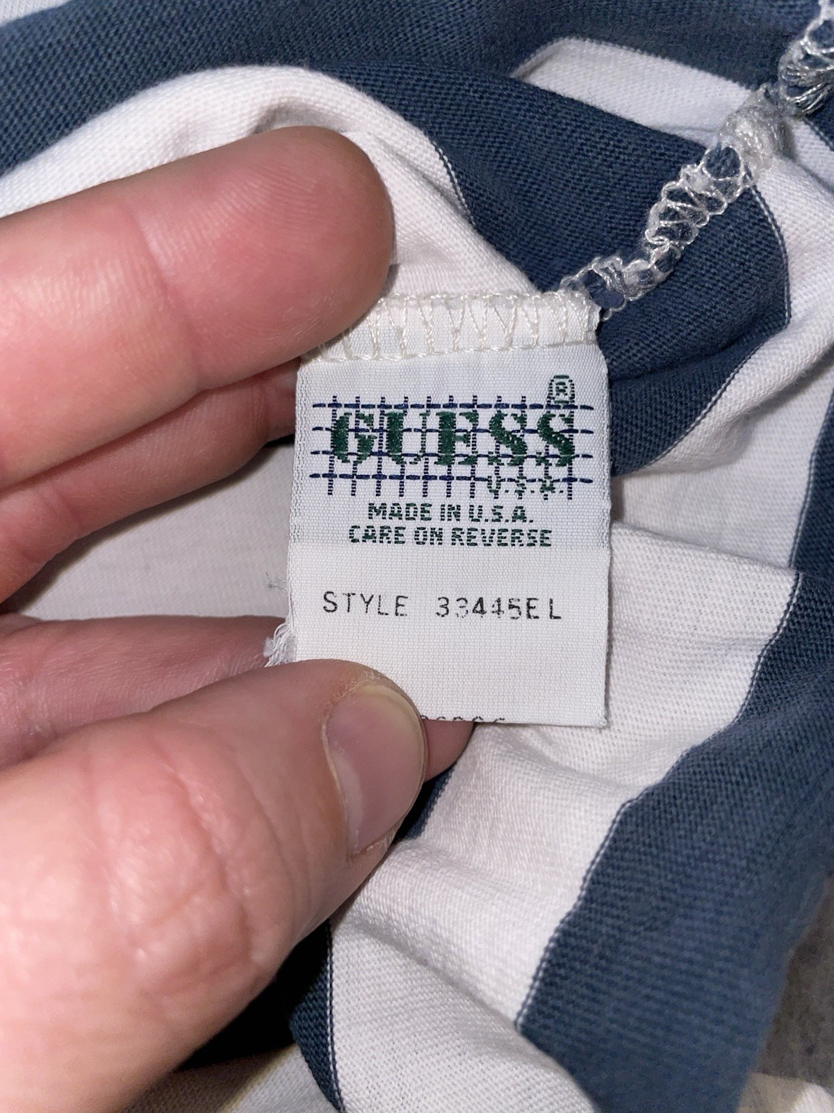 Vintage 90s Guess Jeans Usa Striped Shirt Mens XXL White Blue Shorts Sleeve