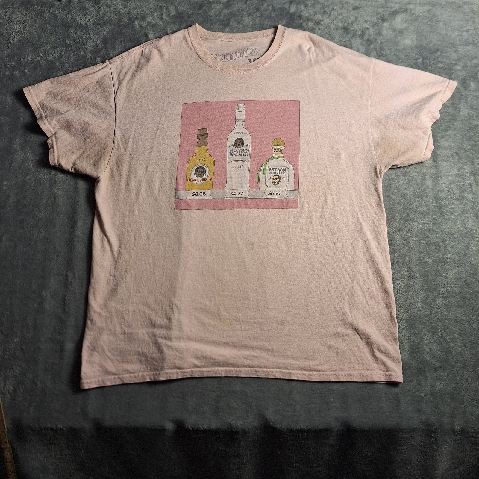 Somehoodlum Tequila/Liquor Parody Shirt – Rap Artist Graphic Tee XL Pink Tee