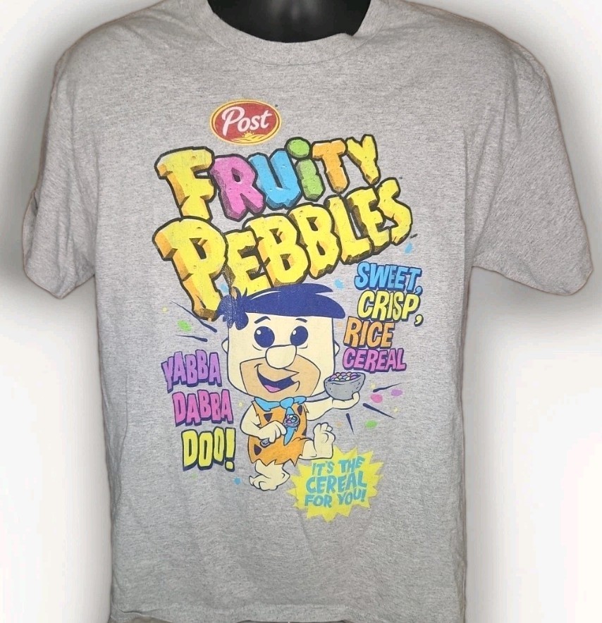 Vintage Pop! Tees Brand Men&rsquo;s Gray Fruity Pebbles Cereal T Shirt Size Large