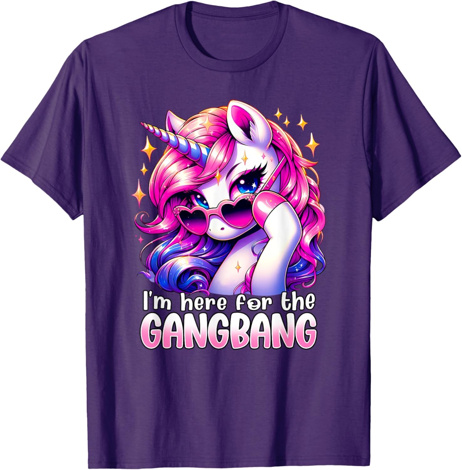 I&rsquo;M HERE FOR THE GANGBANG Funny Inappropriate Sex Humor Joke T-Shirt