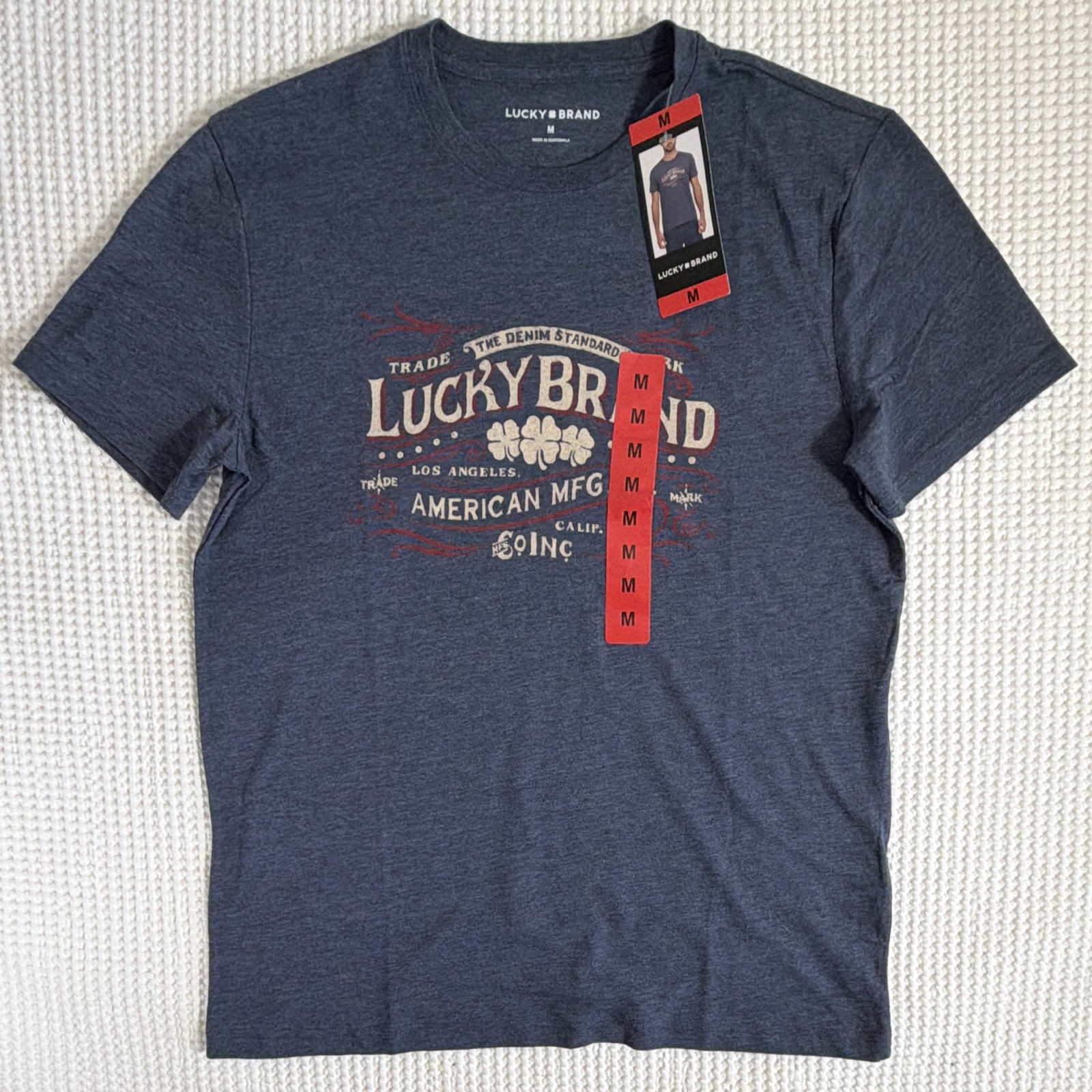 Lucky Brand Men’s Blue Graphic Print Crew Neck Short Sleeve Cotton Jersey M