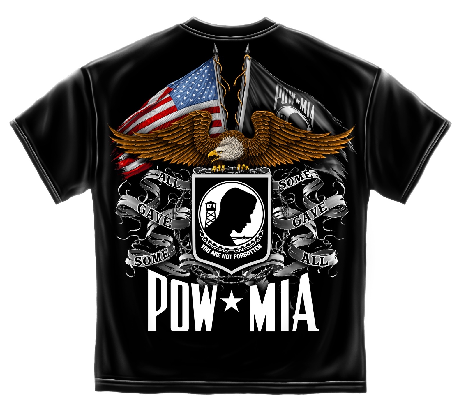 New POW MIA – DOUBLE FLAG EAGLE T-SHIRT 4X AND 5X