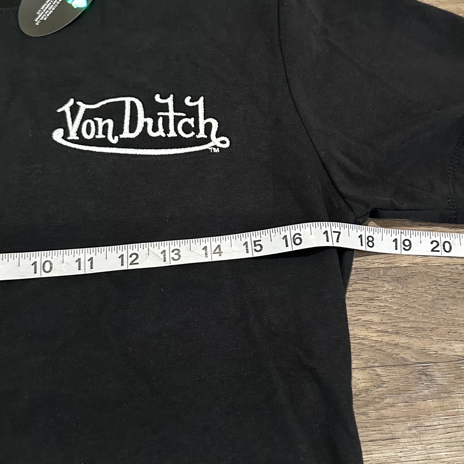 Von Dutch Men&rsquo;s T-Shirt Small Black White Spellout Logo Y2K Graphic Tee NWT