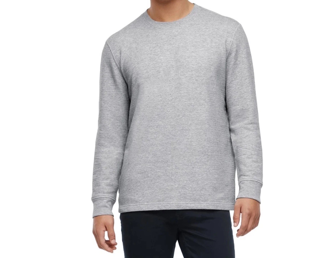 Orvis Mens Crewneck Gray Marled Long Sleeve Shirt – Size L