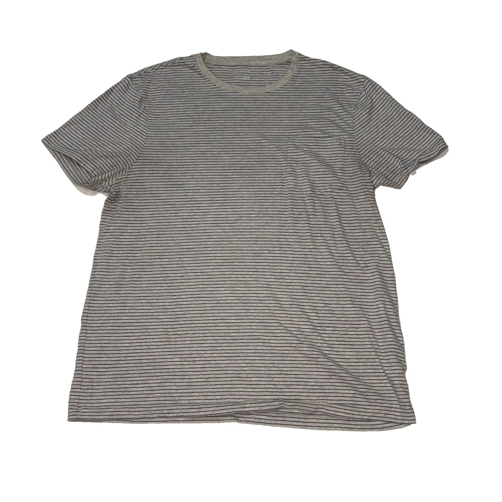 J. Crew Extra Large (XL) Gray/Black Striped Short Sleeved T-Shirt Slim Washed