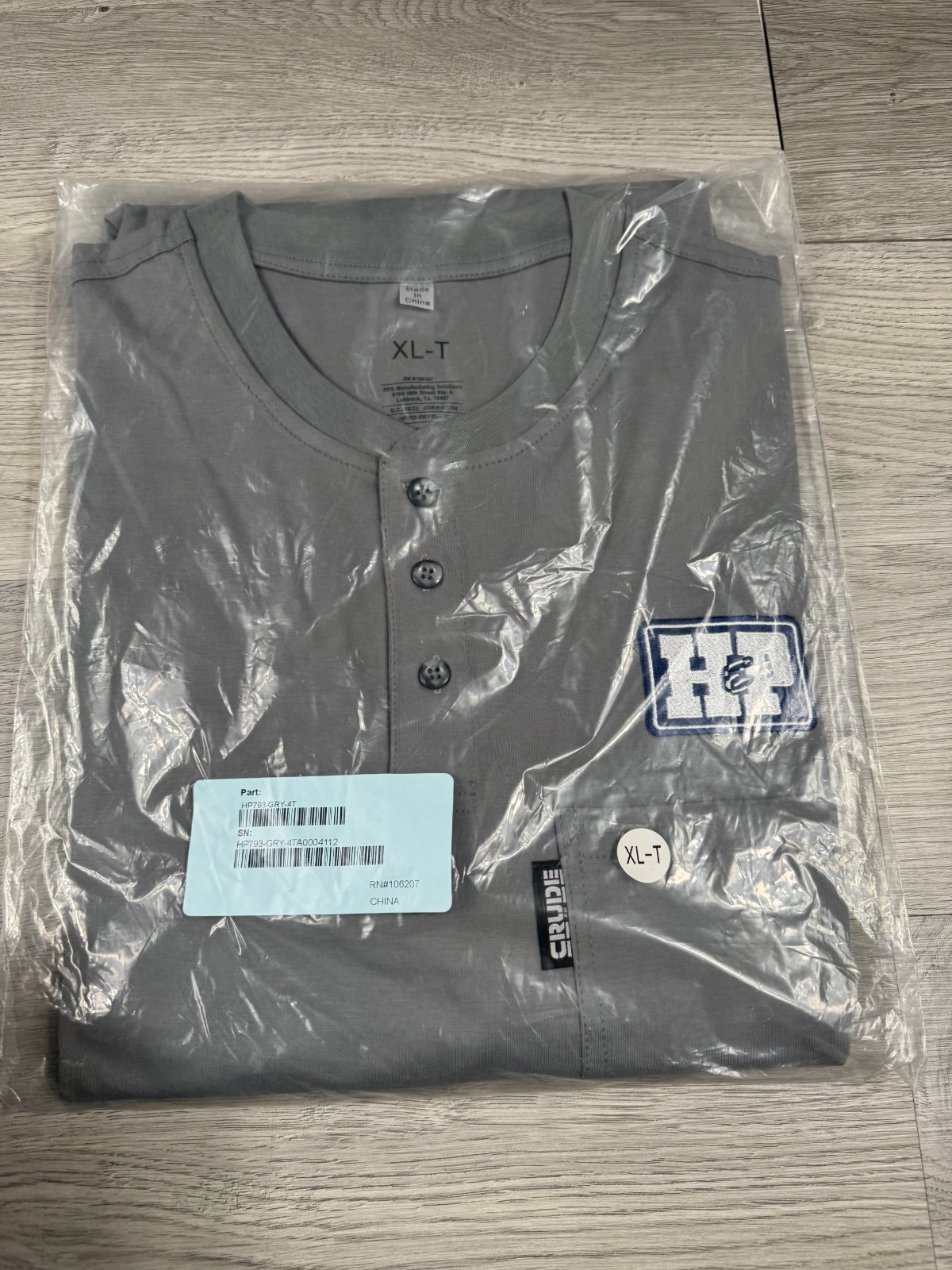 Crude Shirt Men XL Gray Long Sleeve CAT2 Work Henley Workwear Fire Resistant