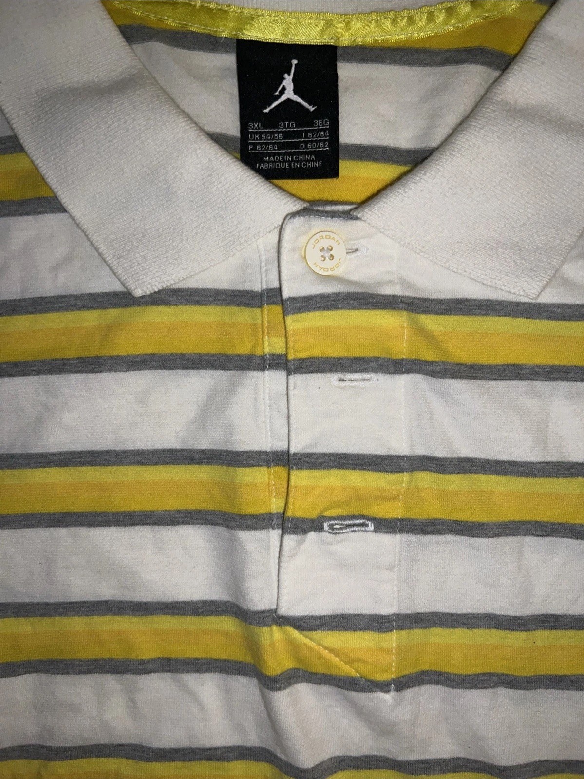 Vintage Jordan Brand Polo Og Y2k Sz 3xl Yellow Stripes