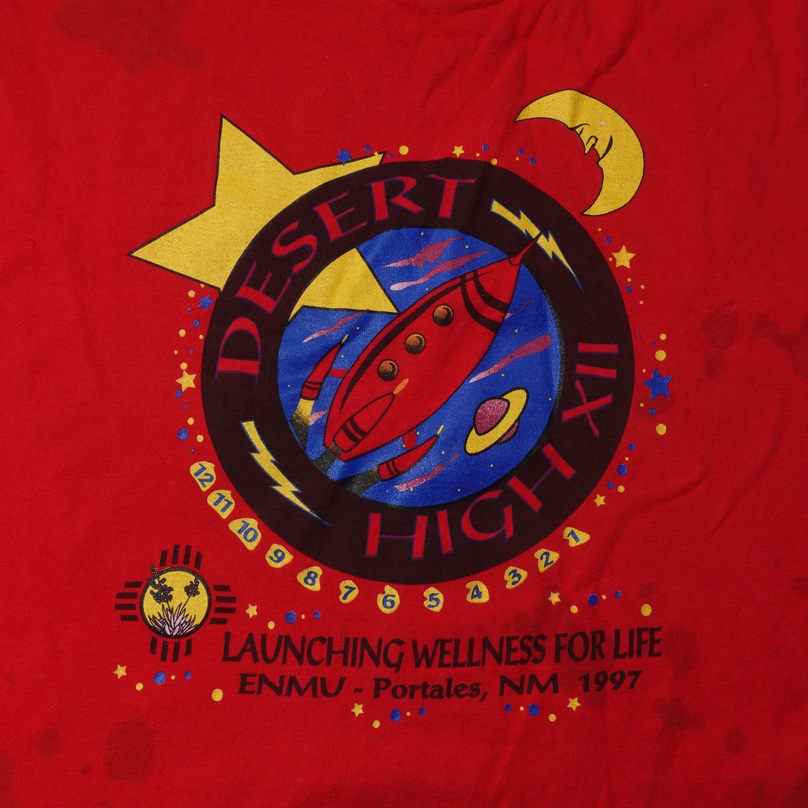 Vintage 90s Desert High Portales New Mexico Enmu T shirt Size Medium 1997 Red